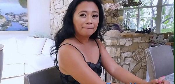  Asian stepmom facialized in pov